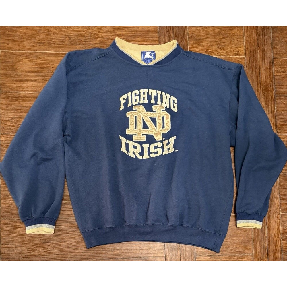 Vintage Notre Dame Fighting Irish Men’s Size L Starter Navy Crewneck Sweater